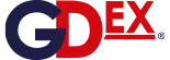 GDex logo with red and blue colour.