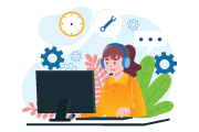 Quote consultant is processing the quotation in front of computer desktop.