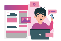 A person is editing his own unique artwork by using e-template.